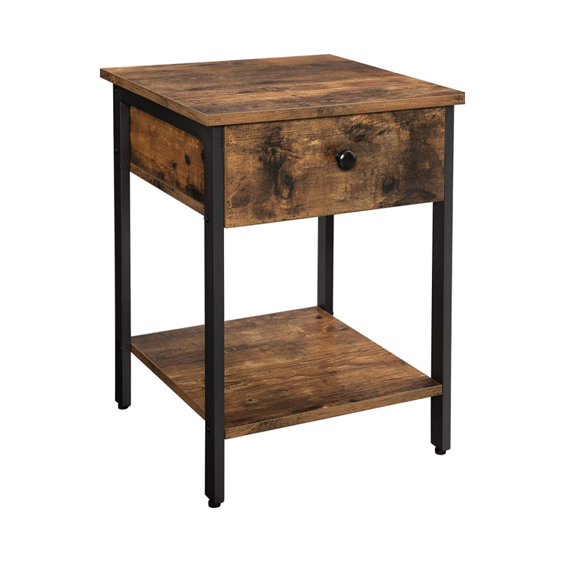 Steel And Wood Bedside Table