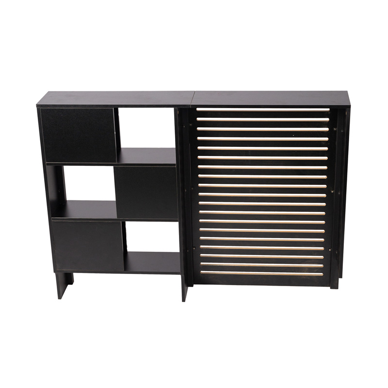 Ironwood Combined With Black Radiator Cover And Bookshelf
