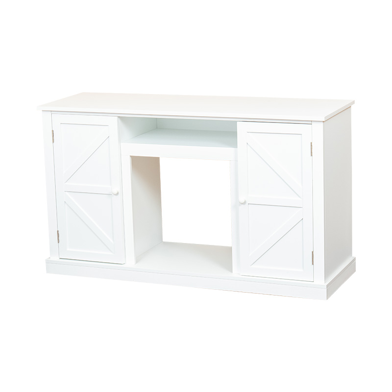 European Style White Fireplace TV Cabinet
