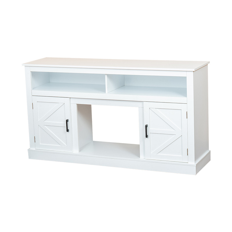 European Style White Fireplace TV Cabinet