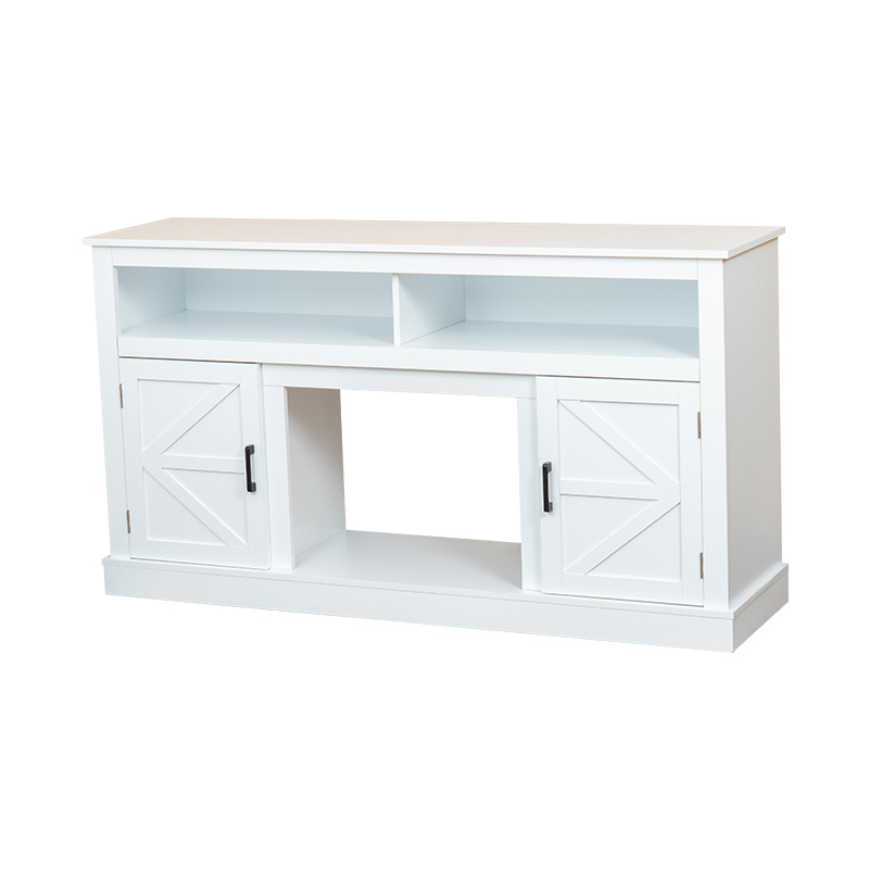 European Style White Fireplace TV Cabinet